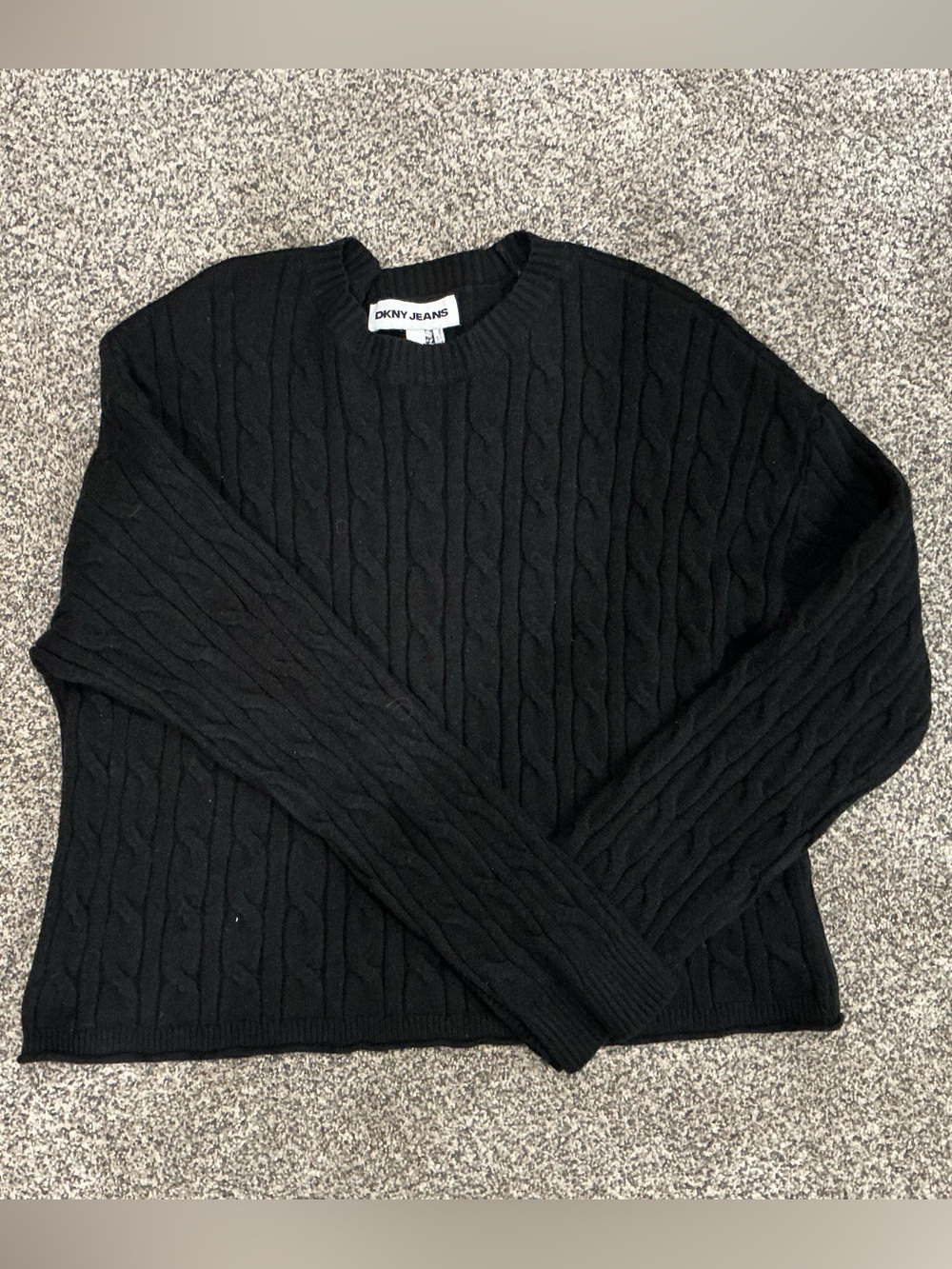 DKNY Black Cable-Knit Crewneck Sweater